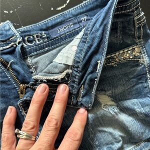 Grace in LA Blue Distressed Jean Shorts